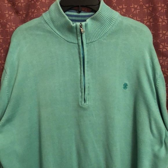 Izod Quarter Zip Sweater Green - Picture 2 of 11